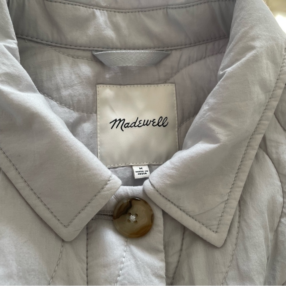 Madewell Quilted Belrose Shirt-Jacket cool fog grey 100% cotton medium M - Picture 6 of 10